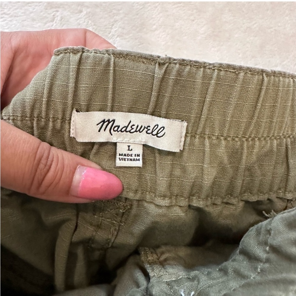 Madewell Cotton Ripstop Pull-On Straight Cargo Pants in Khaki Green Size L - Picture 8 of 11